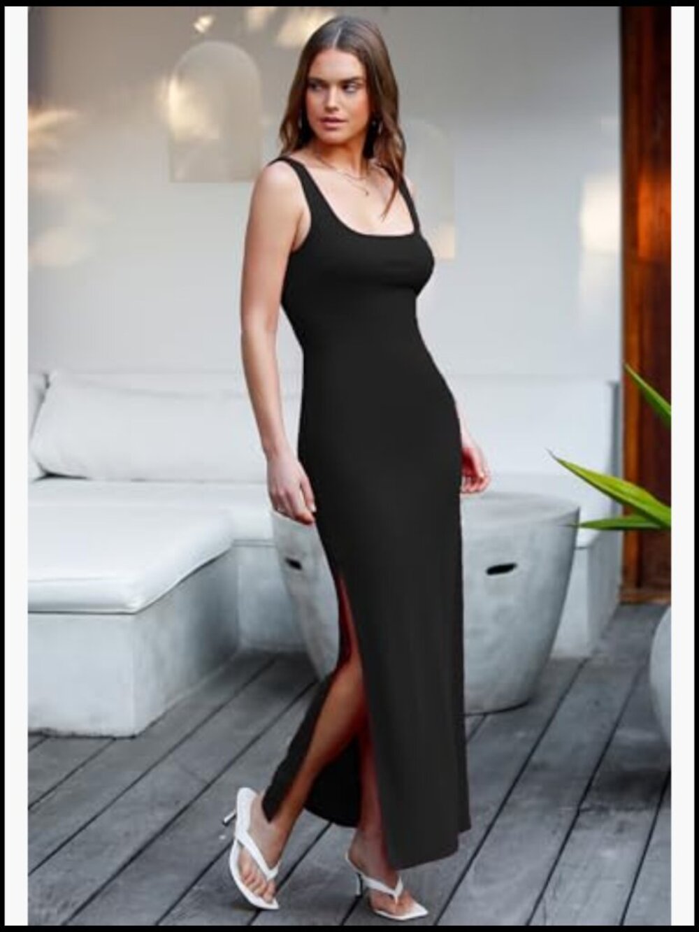 Backless Maxi Dress with High Sides Slit and Twist Back - Picture 3 of 7